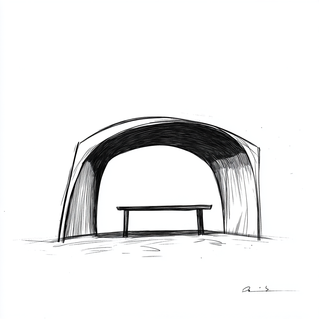 A Minimalist Sketch of a Modern Stargazing Shelter