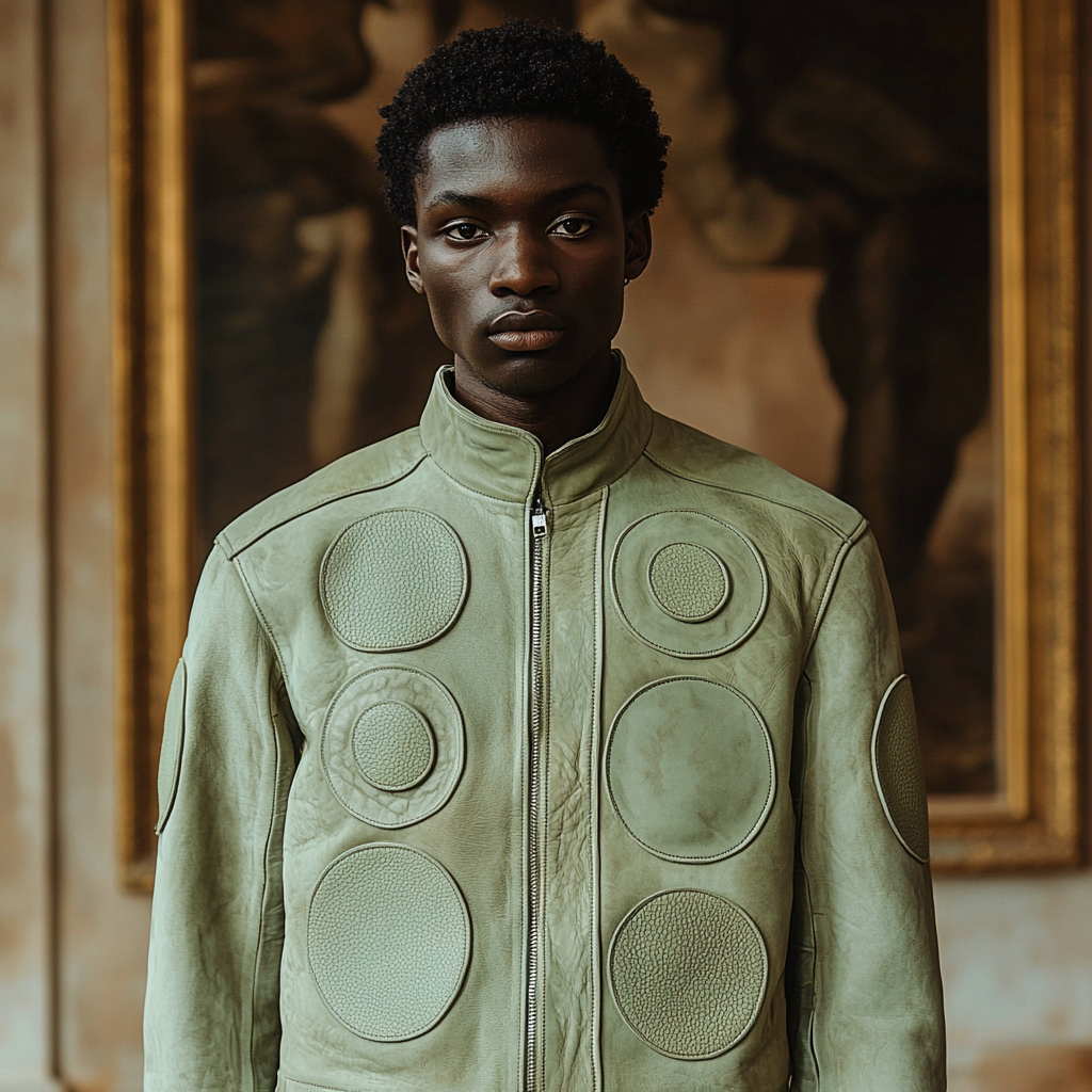 A Model in a Stylish Green Jacket for Men