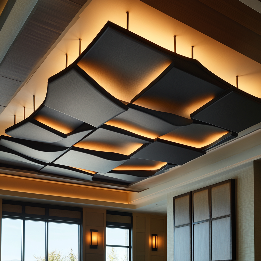 A Modern, Glowing Geometric Ceiling Installation