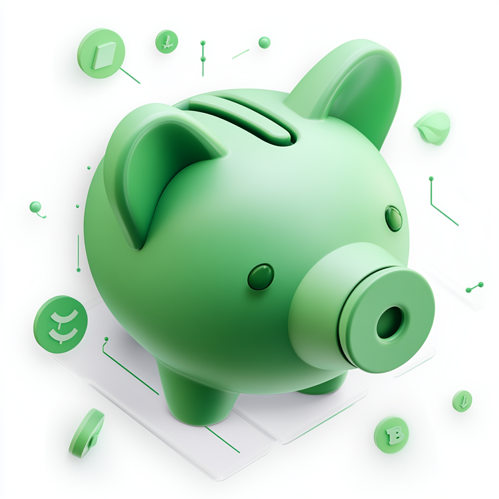 A Modern 3D Icon of Green Piggy Bank