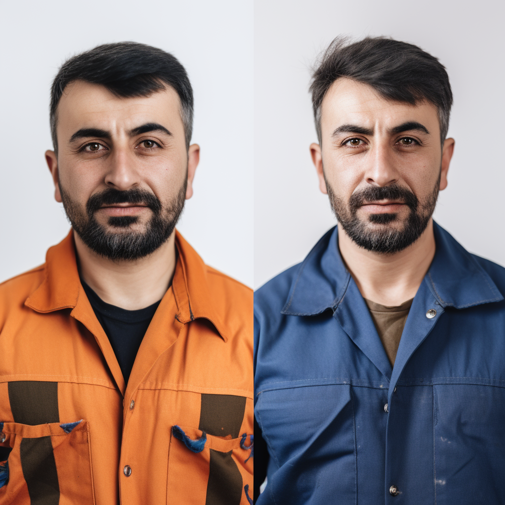 A Modern Carpenter in Blue and Orange Uniform