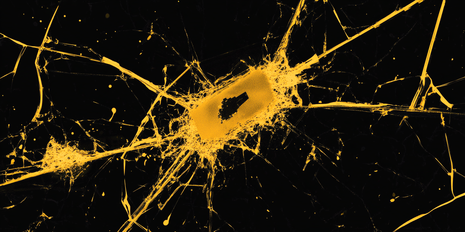 A Modern Yellow Broken Circuit on Black Background