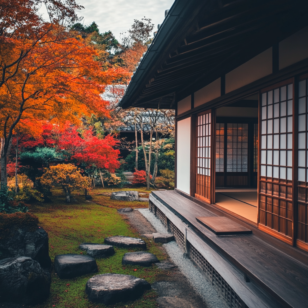 A Modest Japanese Minka on an Autumn Day