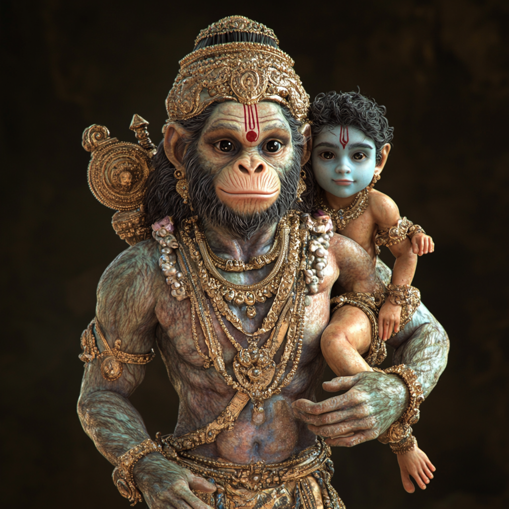 A Monkey Carries Two Princes with Detailed Features