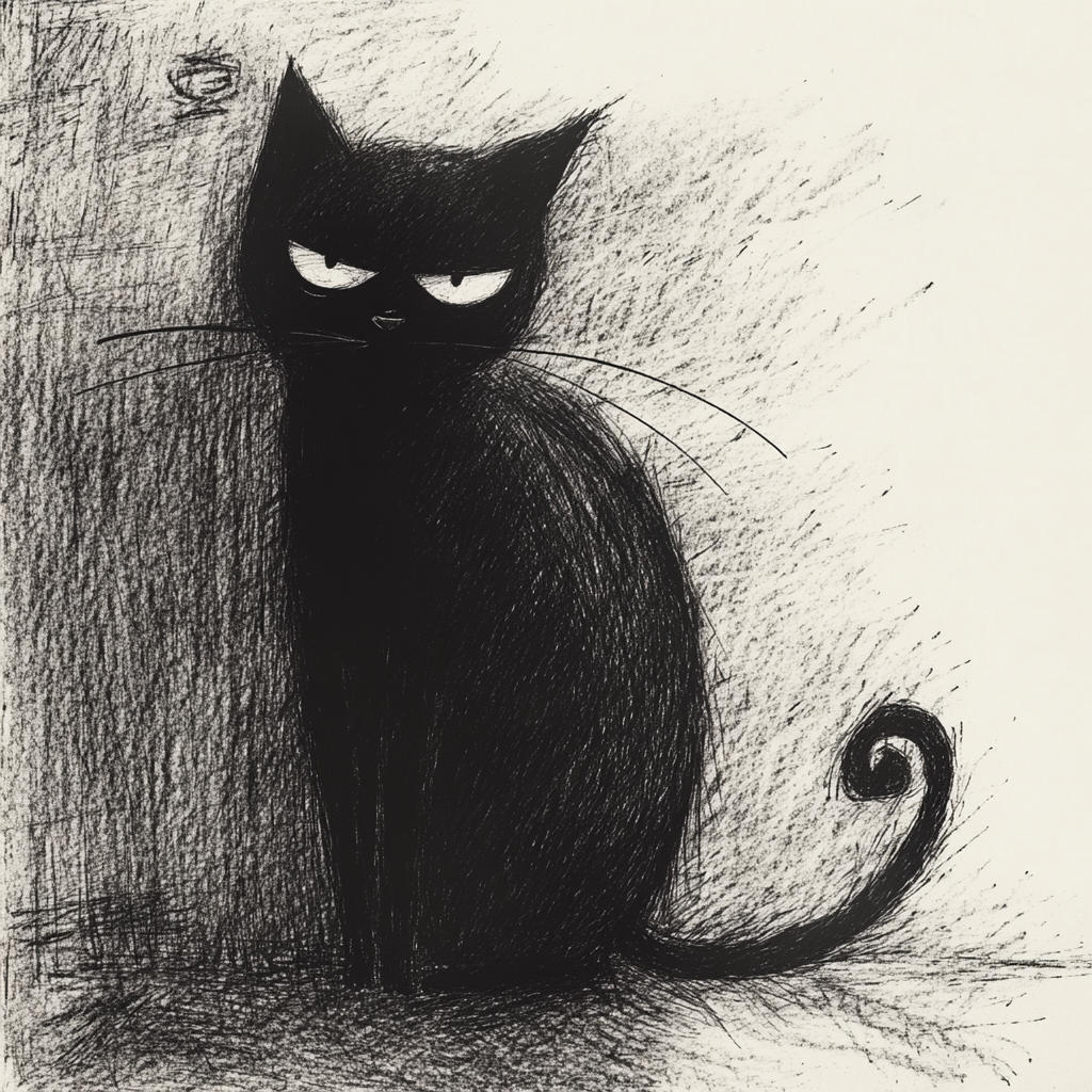 A Moody Black Cat in Vintage Style