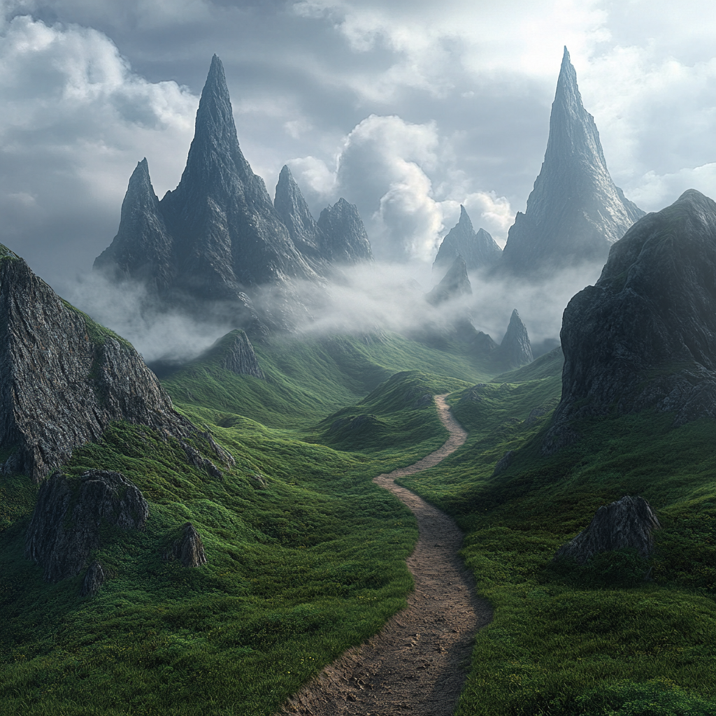 A Mystical Mountain Trail: A Serene Landscape