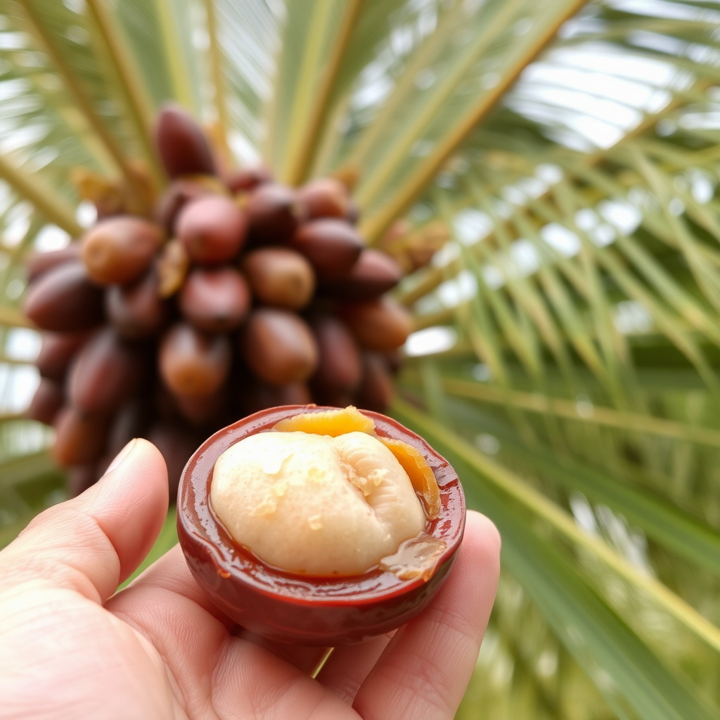 A Natural Date Kernel and Coffee Breakfast Scene