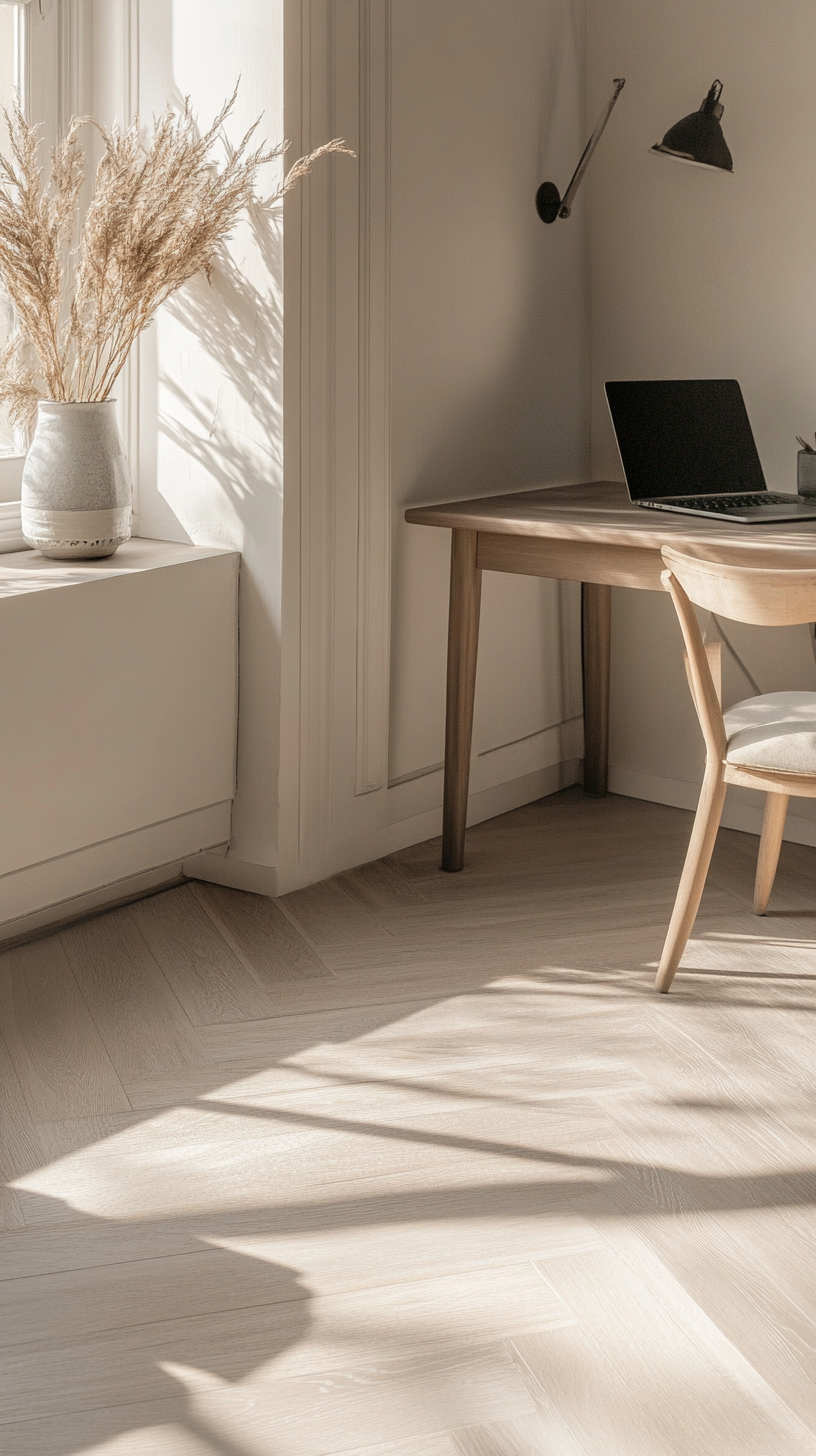 A Neutral Room with Laptop Desk, Aesthetic Decor