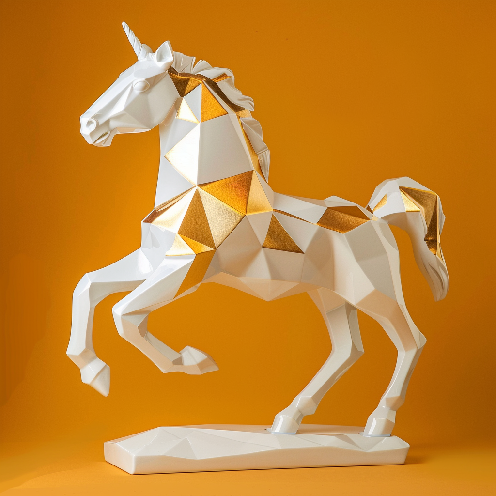 A Nordic luxury horse sculpture with gold jewelry