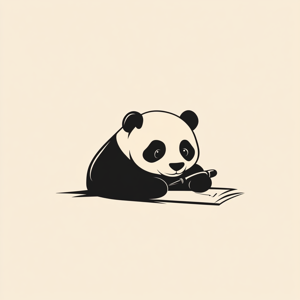 A Panda Writing Logo in Minimalist Style