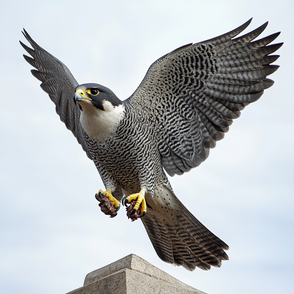 A Peregrine Falcon Sculpture Capturing Prey