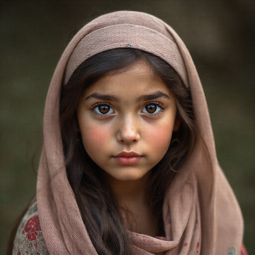 A Persian girl gazes at the camera.