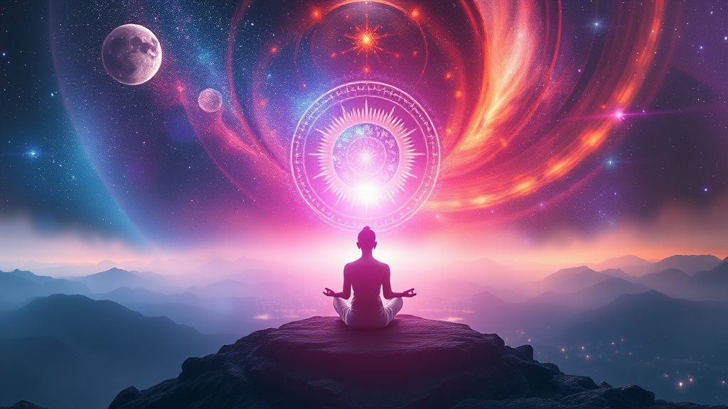 A Person Meditating Amidst Universal Truths and Love