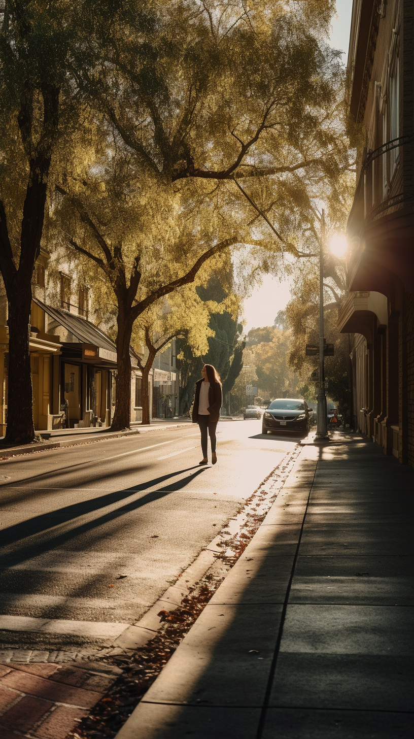 A Person Walking Down a Quiet Street