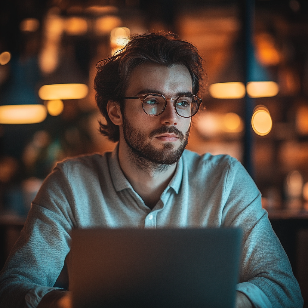 A Person Working From Office in Webcam Chat