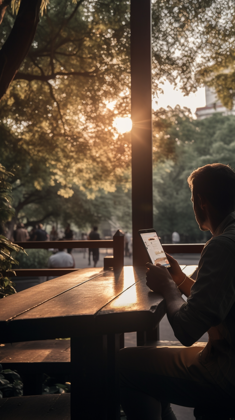 A Person at Café During Sunset, Relaxing