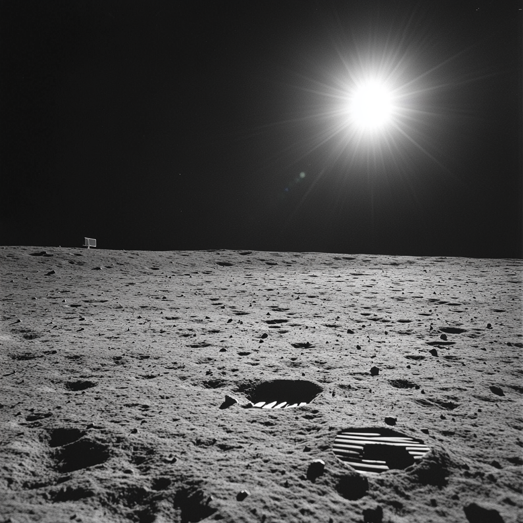 A Photo of Moon Surface with Earth View