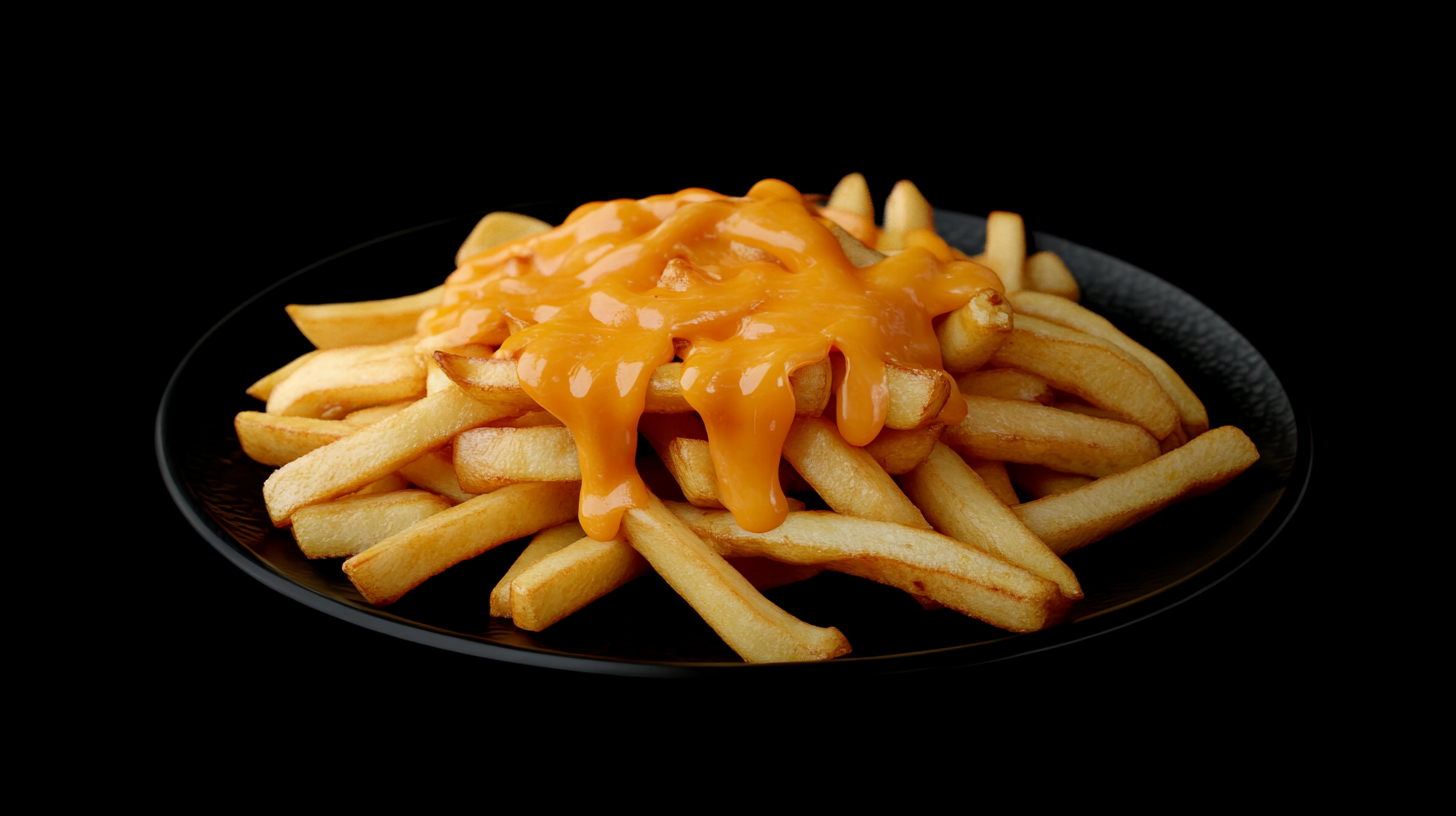 A Pile of Cheese Fries on a Plate.