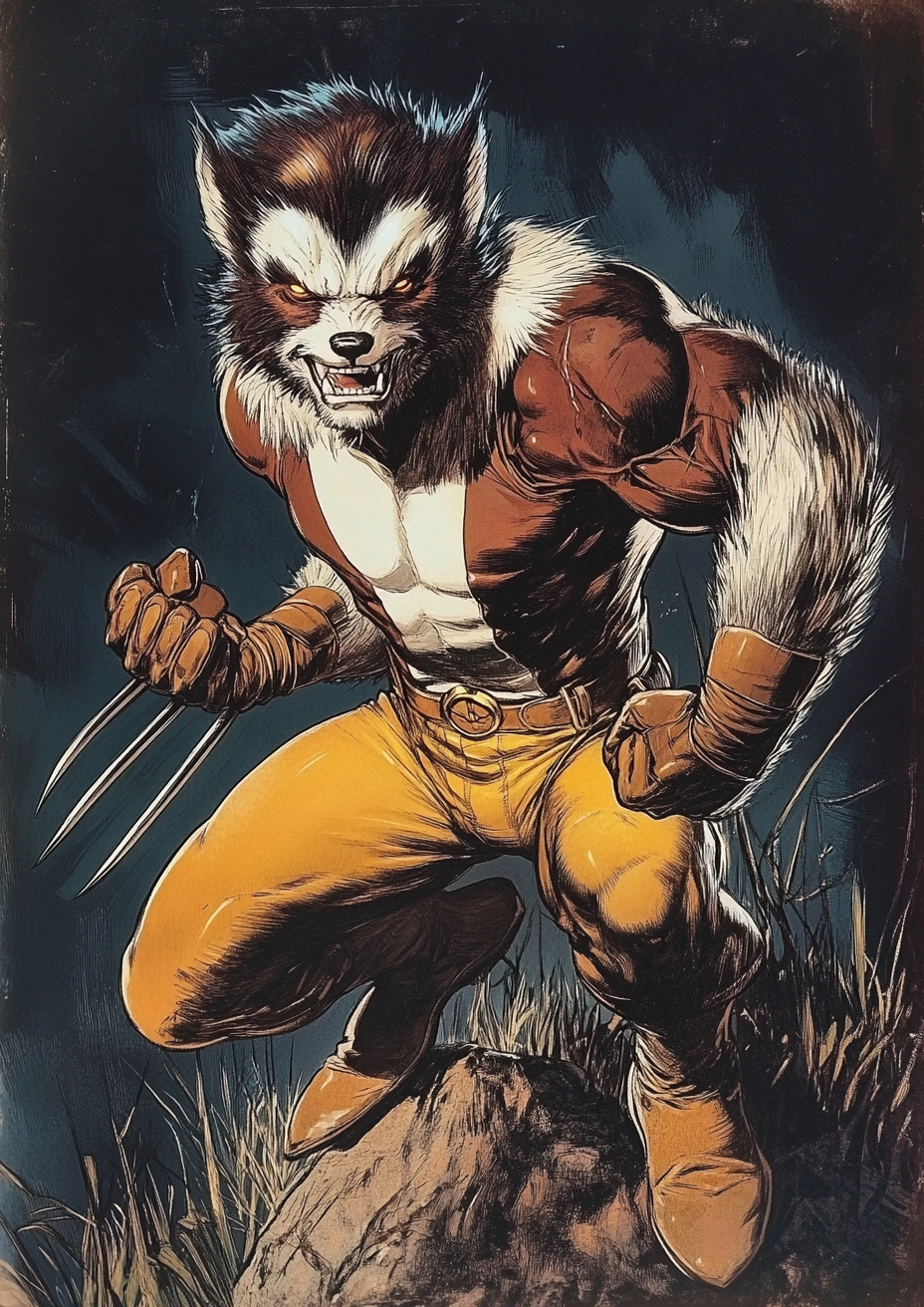 A Pine Marten Superhero in Maroon and White!