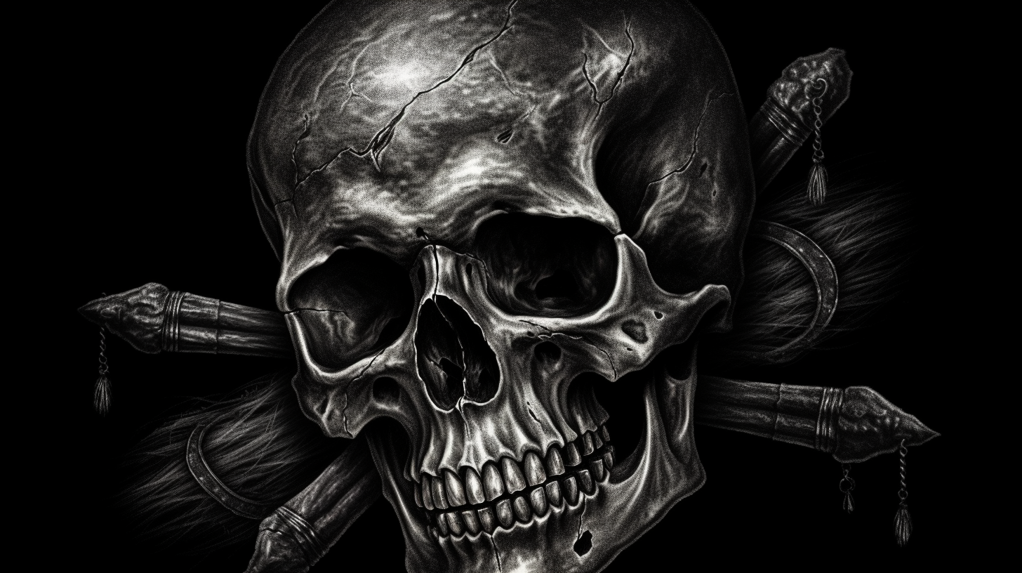 A Pirate's Skull and Bones Charcoal Drawing