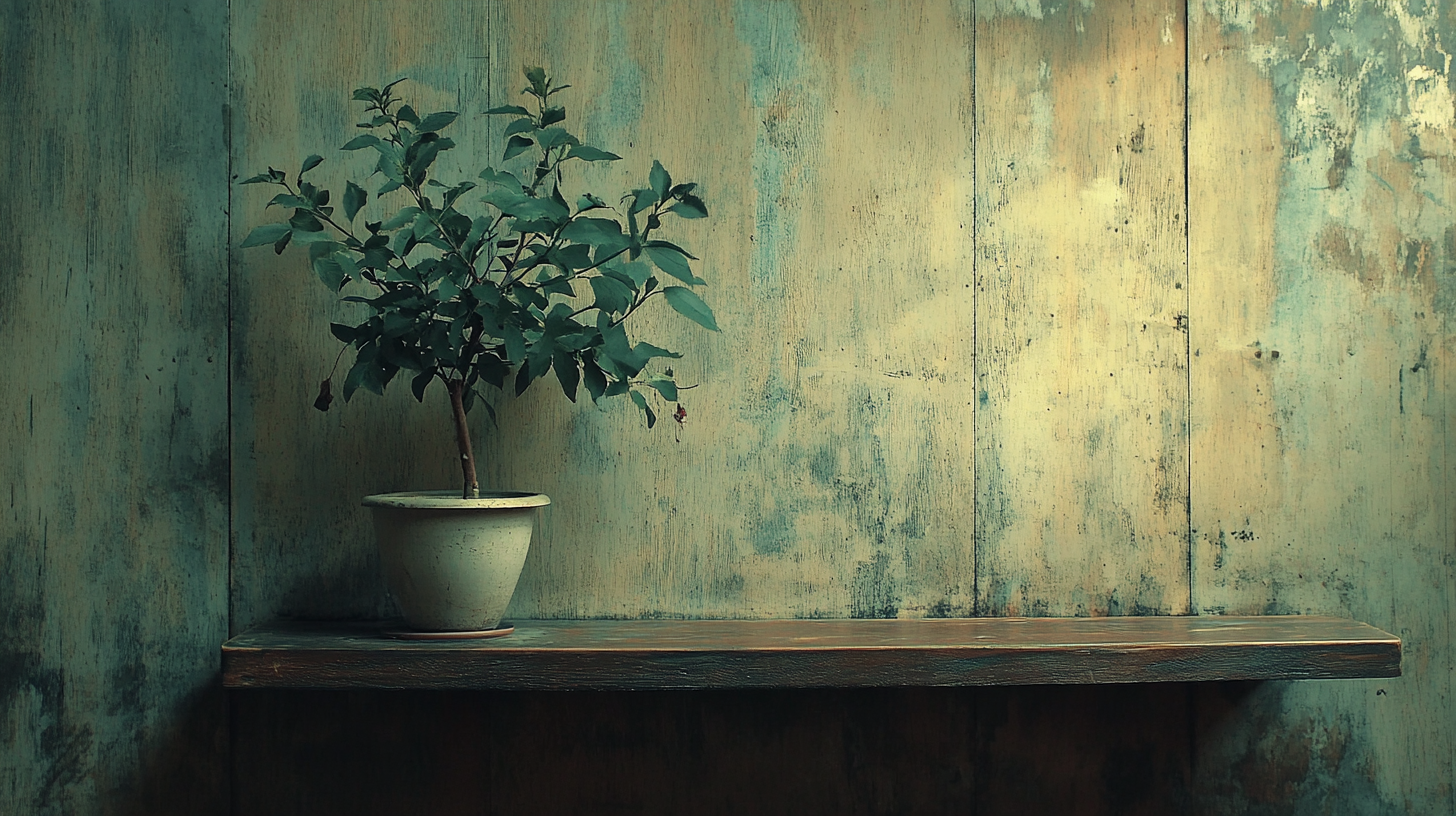 A Plant on Wooden Shelf in Athlete's Apartment