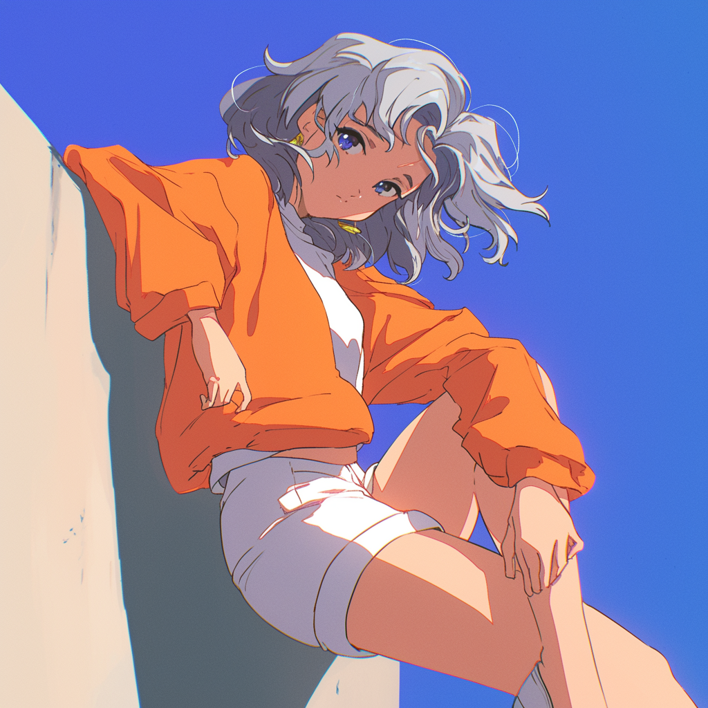 A Playful 80s Anime Girl in Retro Fashion