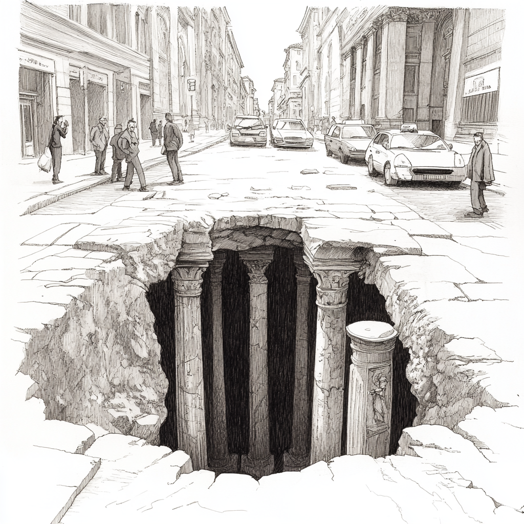 A Playful Disney-style Pothole in Rome