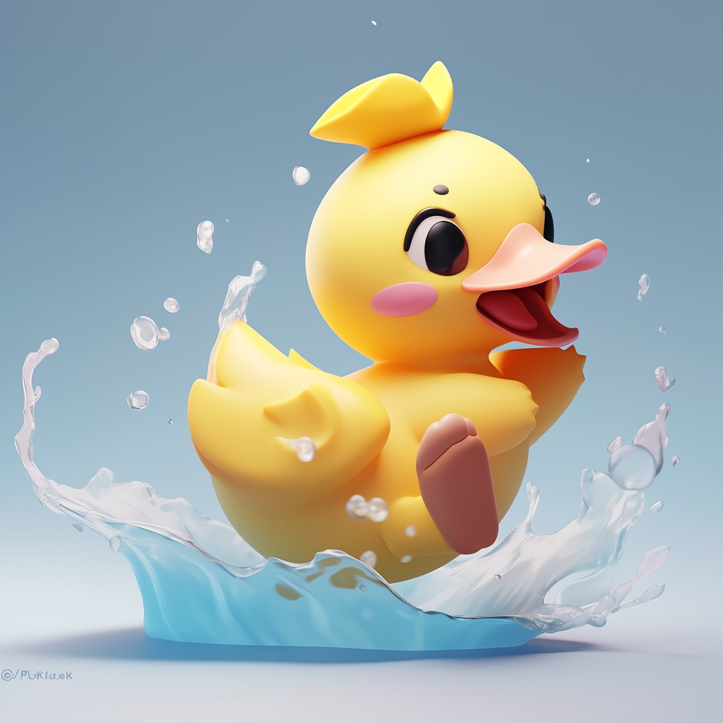 A Playful Little Duck in Water