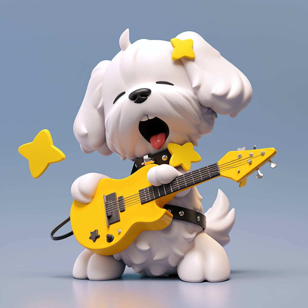 A Playful Rockstar Dog in Cute Drawing