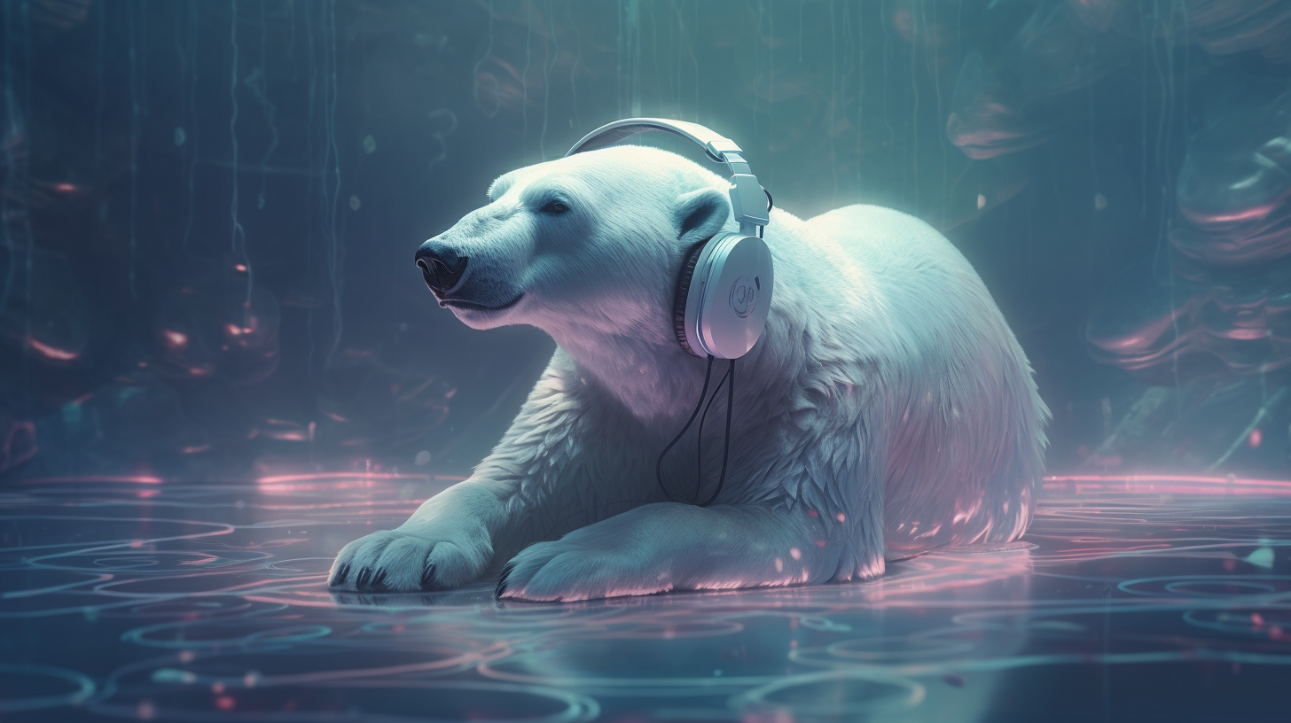 A Polar Bear relaxing on melting ice floe