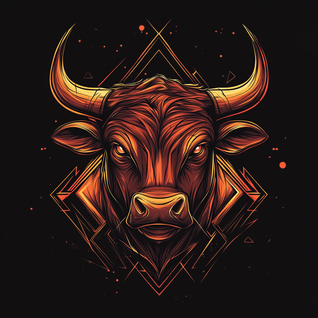 A Powerful, Angry Bull with Geometric Design. Vector Illustration