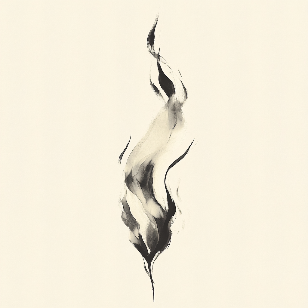 A Powerful Flame in Ink Wash Style