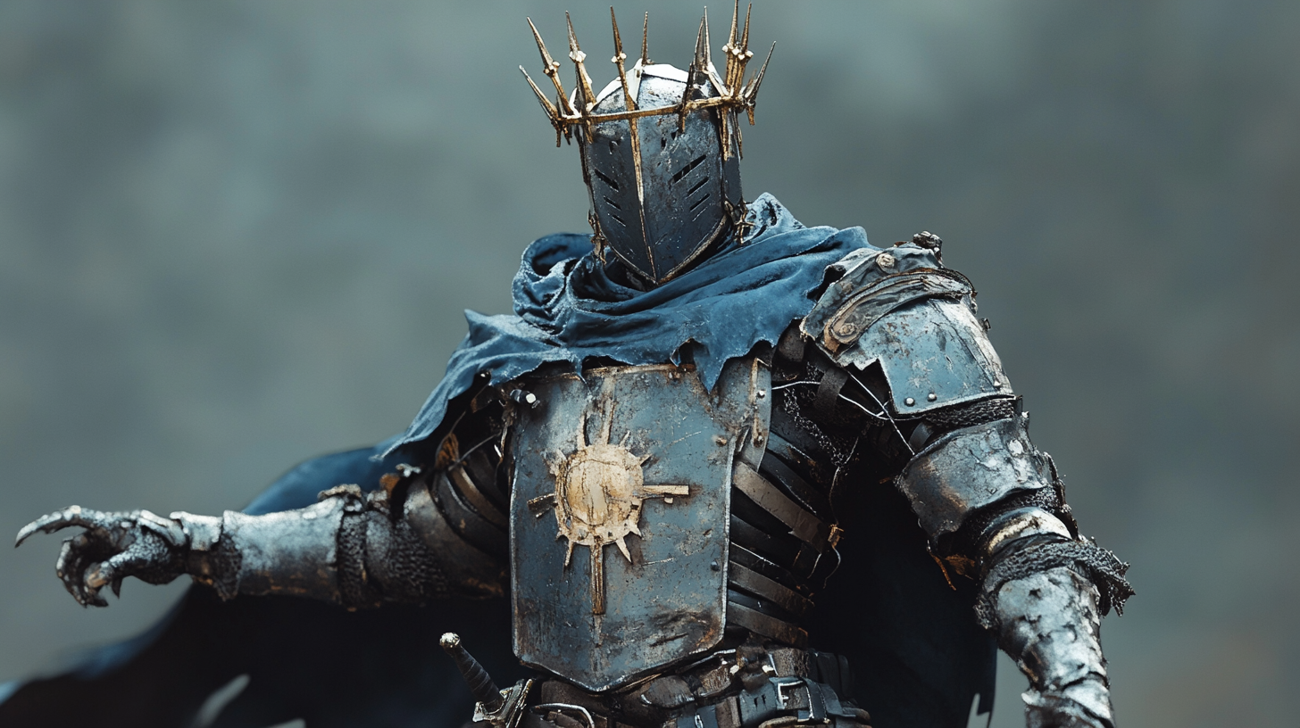 A Powerful Knight in Armor and Cloak