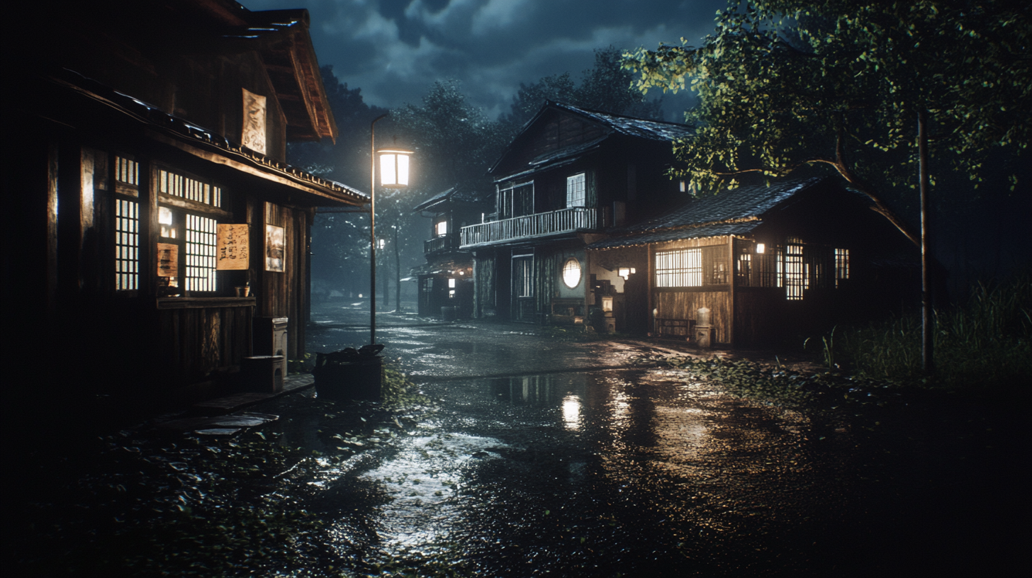 A Quiet Night in a Japanese Village