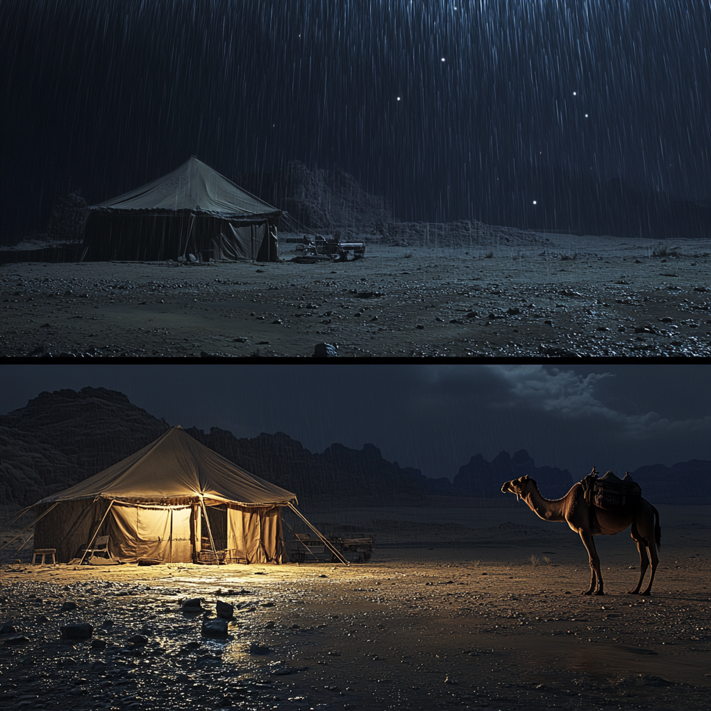 A Rainy Night at the Saudi Desert Tent