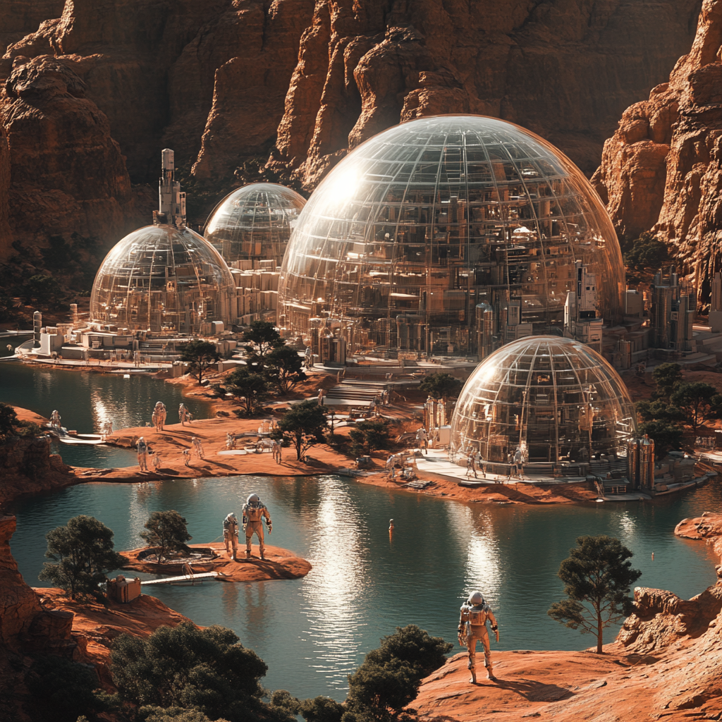 A Realistic Mars Colony with Glass Buildings