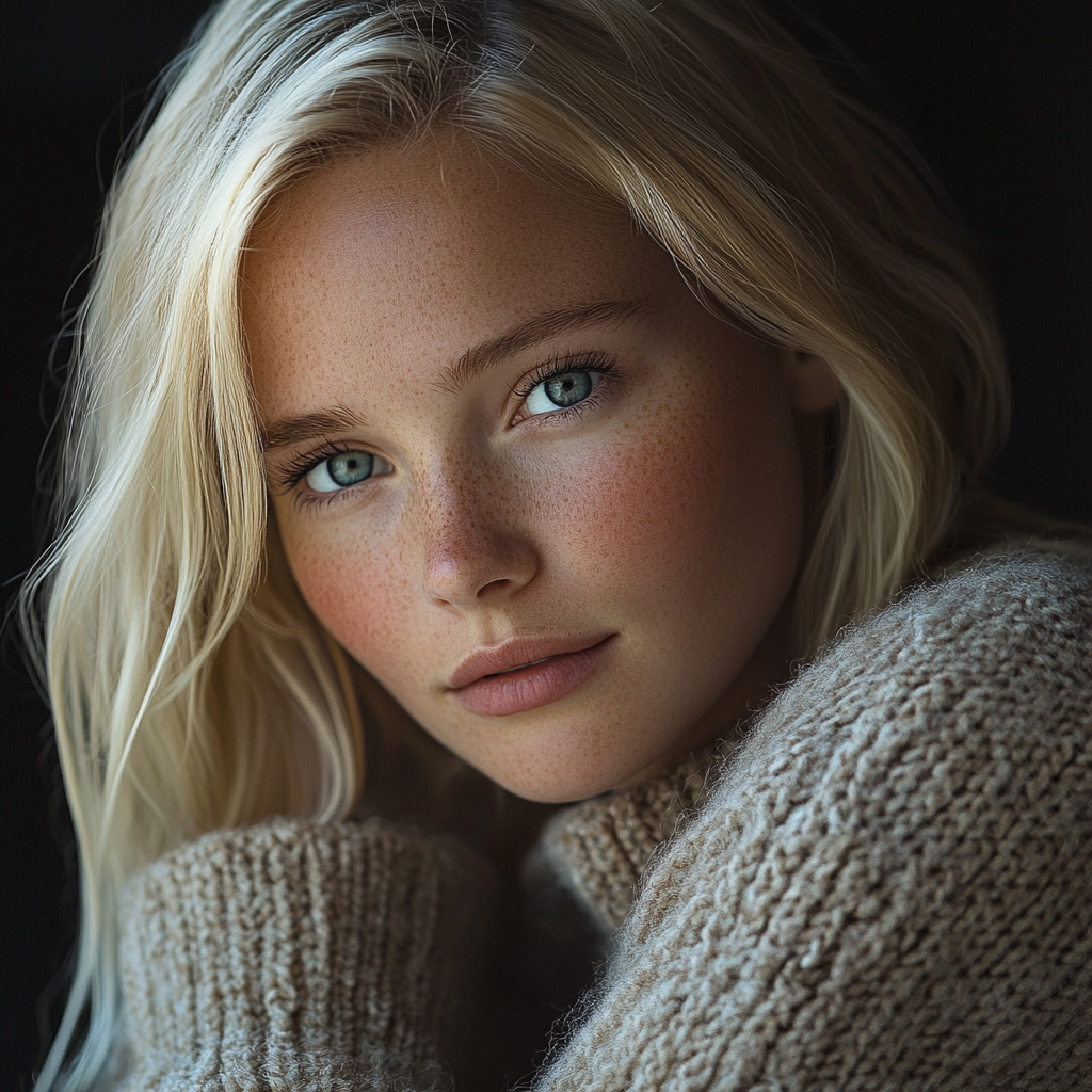 A Realistic Portrait of a Blond Woman