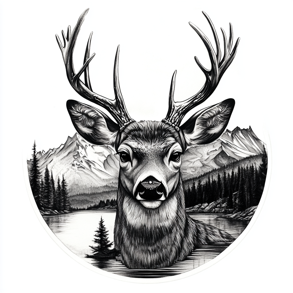 A Realistic Tattoo Design of a Deer