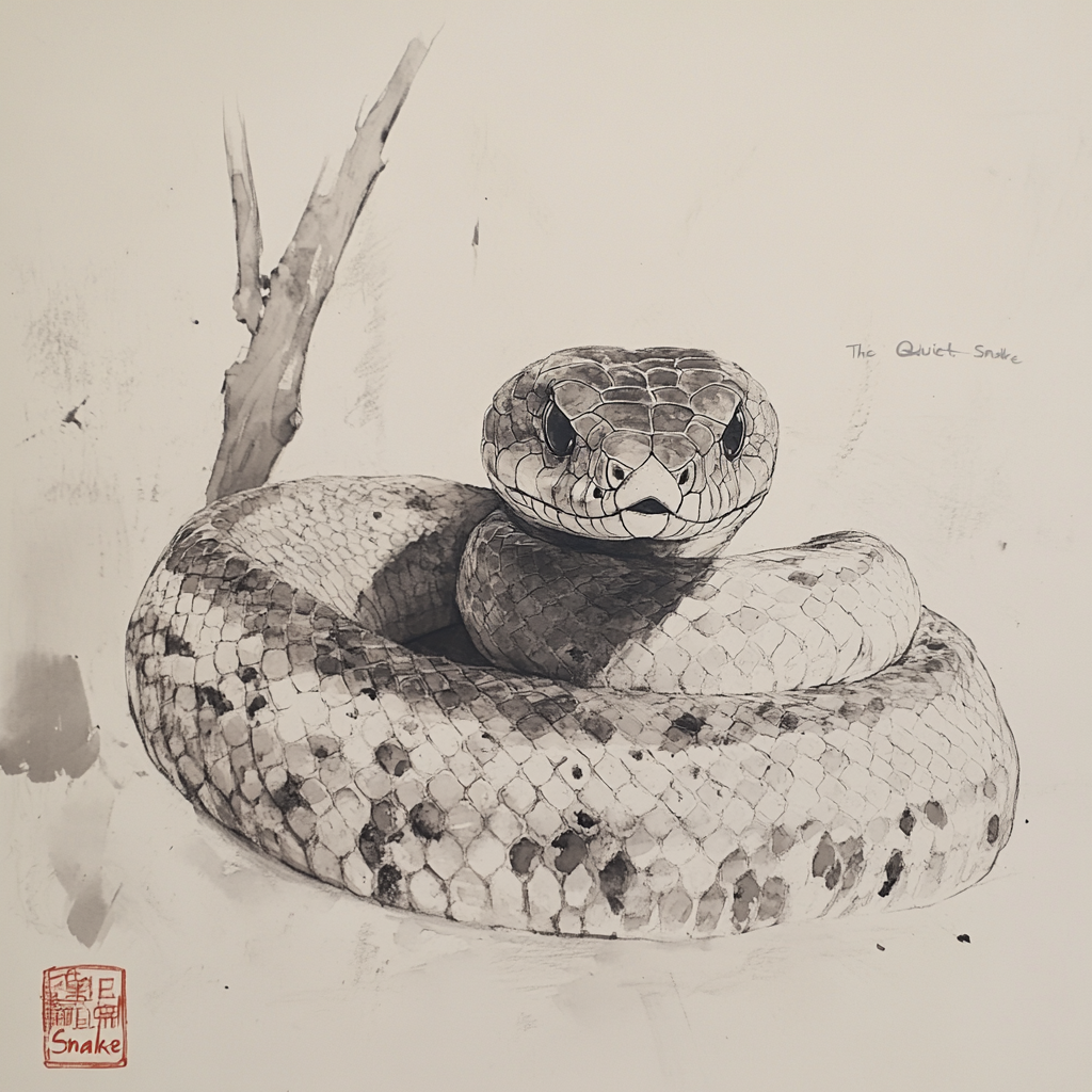 A Relaxing Snake Resting Peacefully in Ink