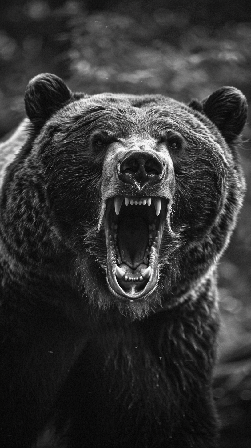 A Roaring Angry Bear's Head in High Definition