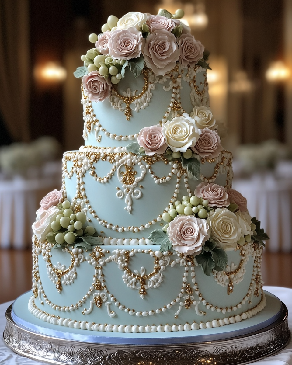 A Rococo Inspired Multilayered Wedding Cake Design