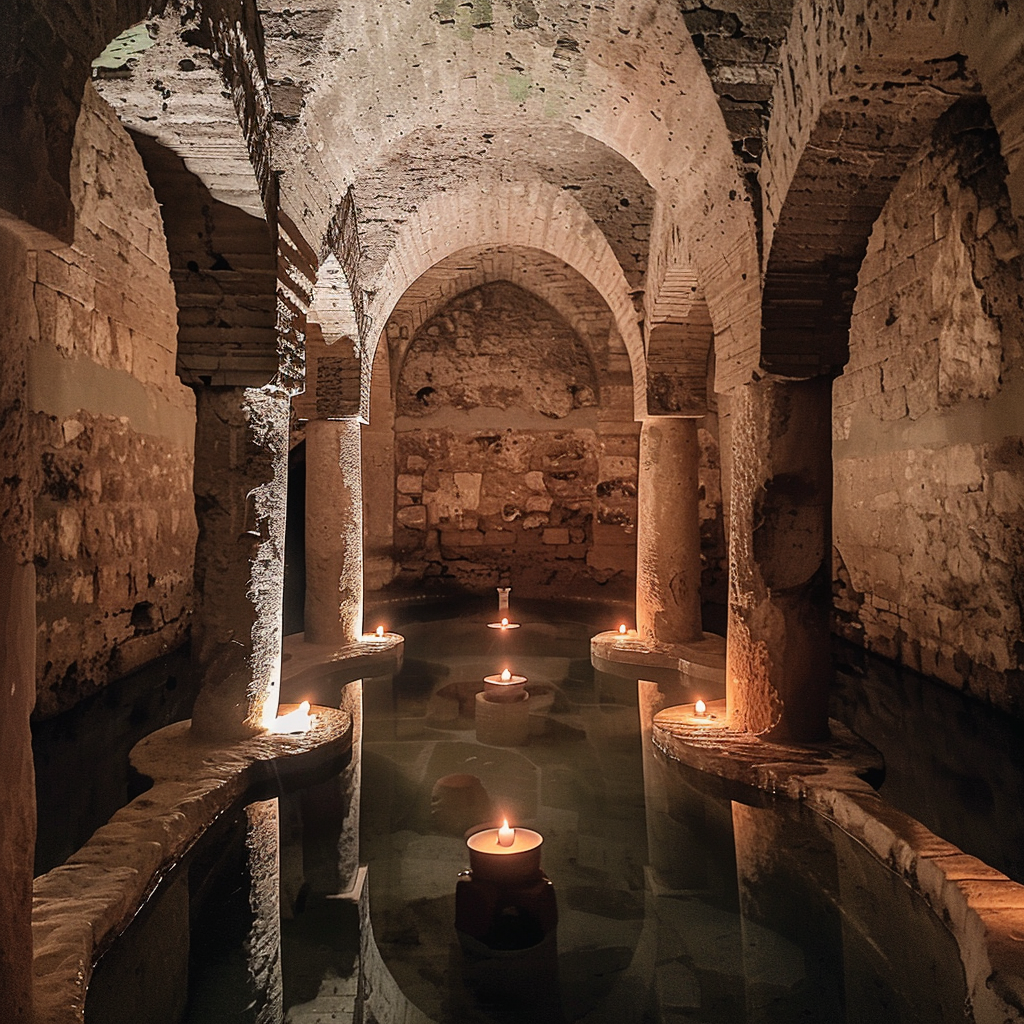 A Roman spa with Arabic influence and candlelight.