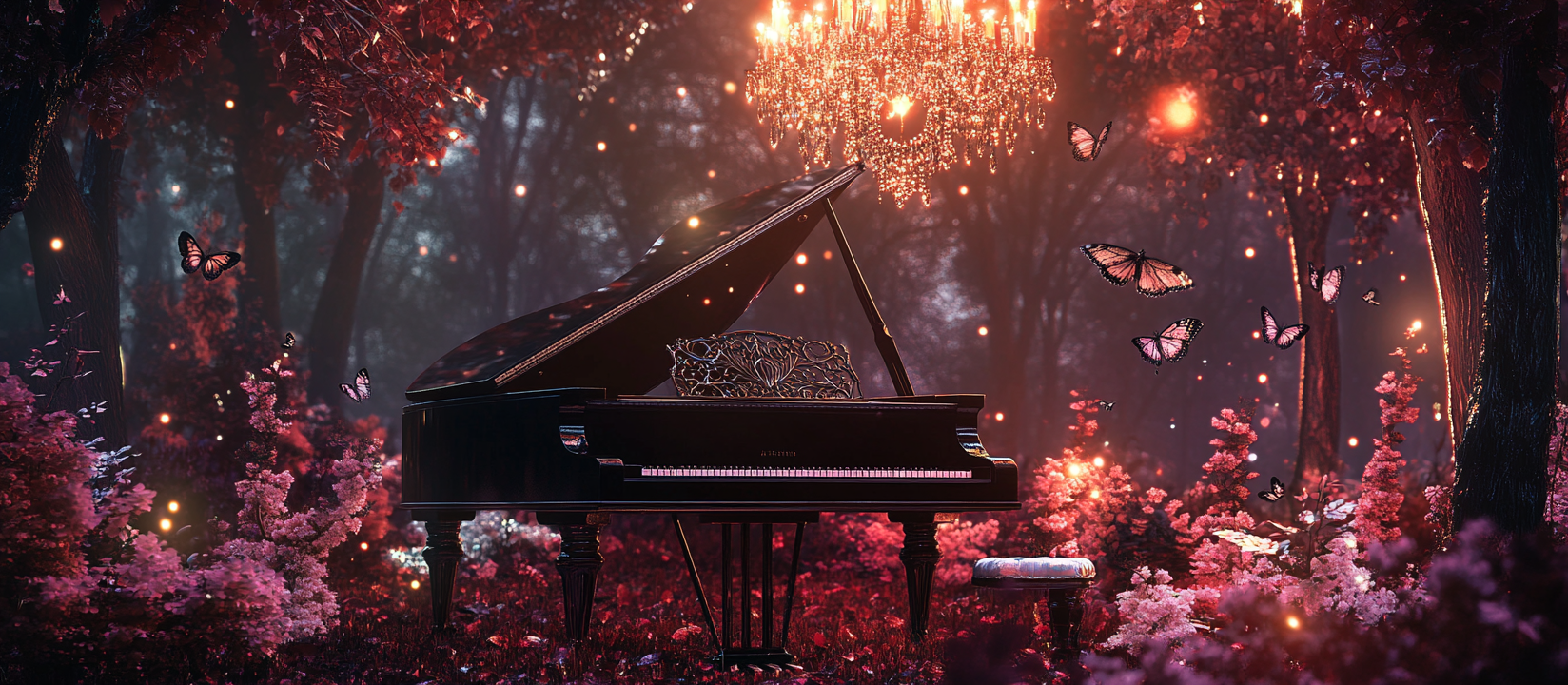 A Romantic Forest Night with Beautiful Piano