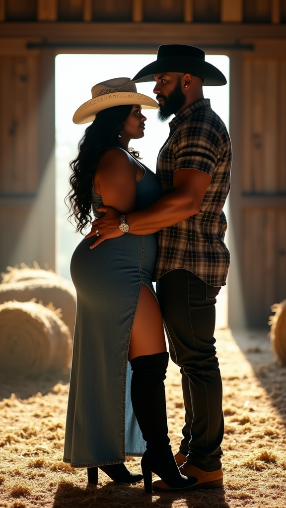 A Romantic Scene in a Rustic Barn