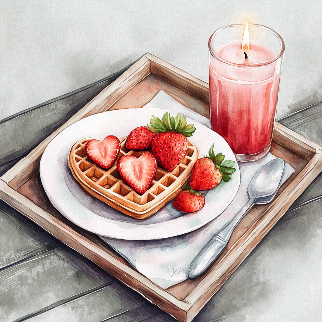 A Romantic Valentine's Breakfast Illustration