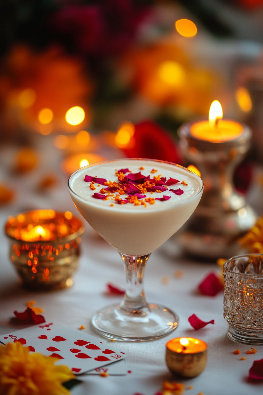 A Rose Petal Dessert Display with Props