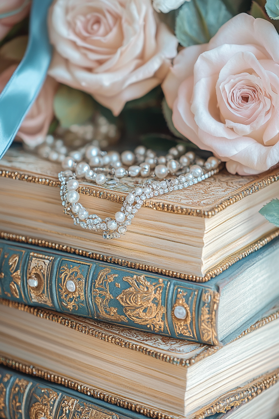 A Royal Book with Gold and Pink Roses