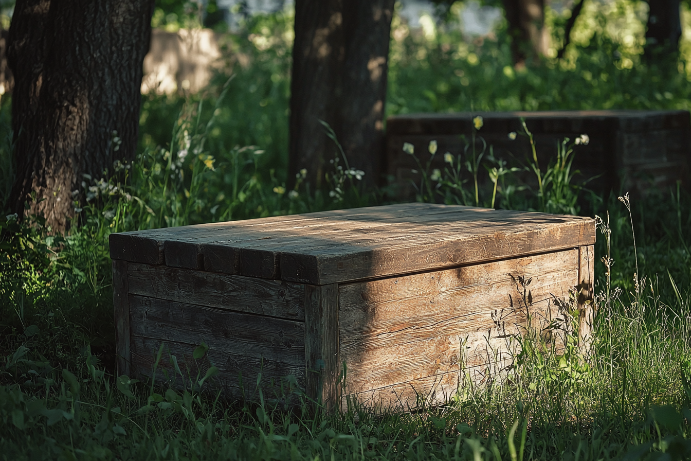 A Rustic Wooden Box in Outdoor Gym