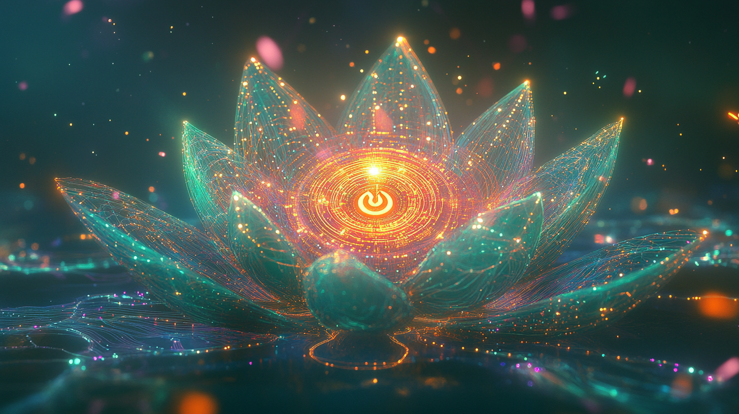 A Sacred Lotus Blossom with AI and Om