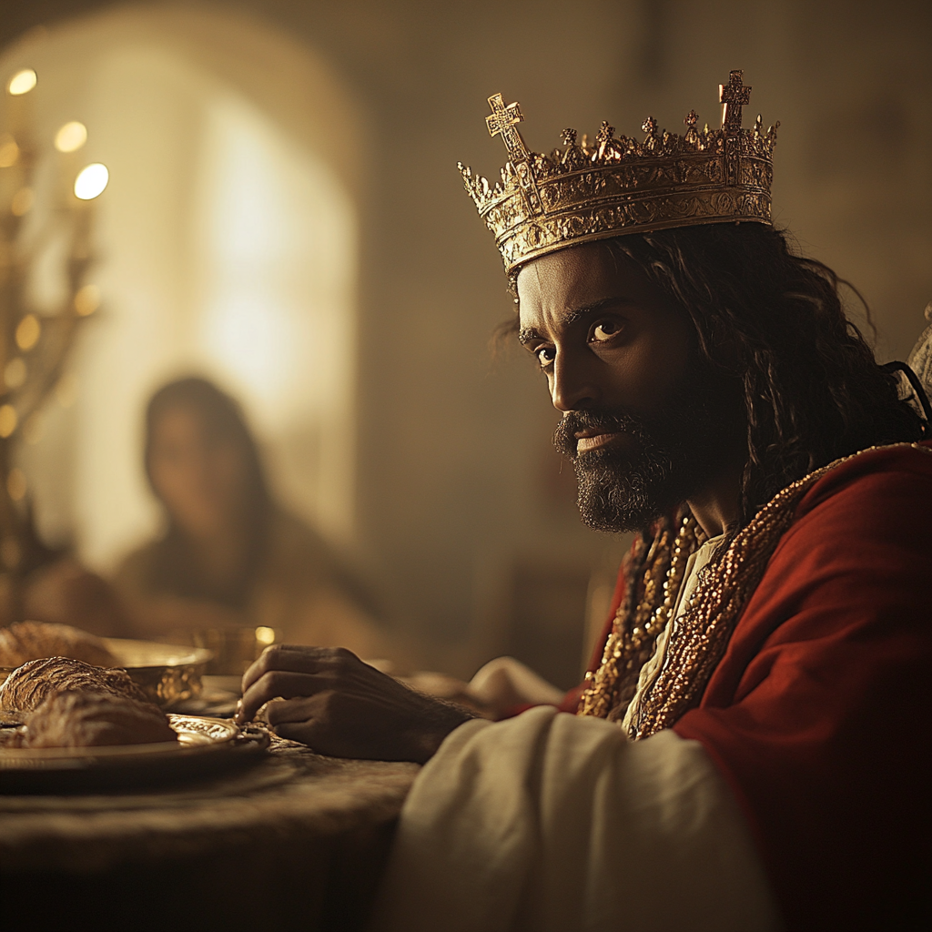 A Scene with Jesus at Dining Table Waiting